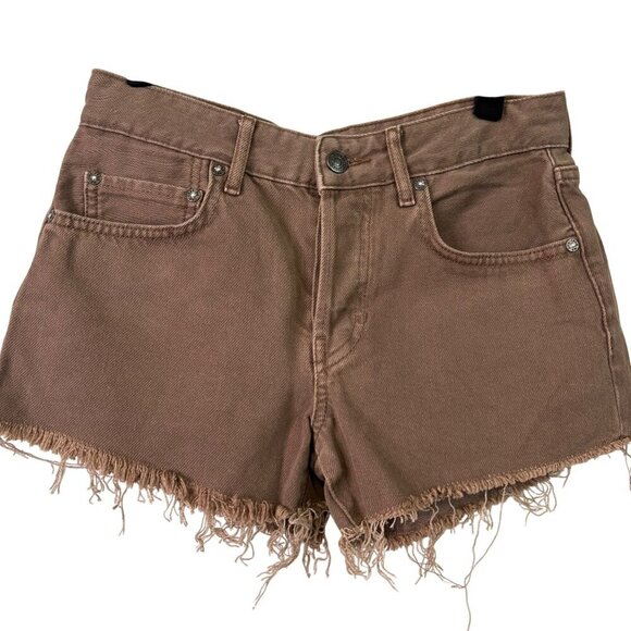 Free People Makai High Rise Cutoff Distressed Shorts In Color Brown Size 25 - Picture 2 of 11